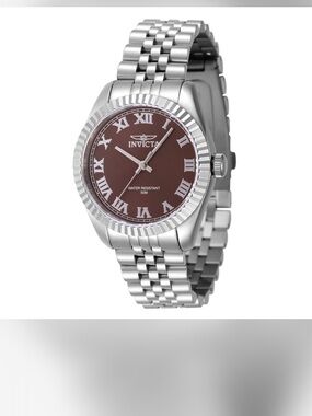 Invicta Silver Bracelet Watch with Brown Dial and Roman Numerals